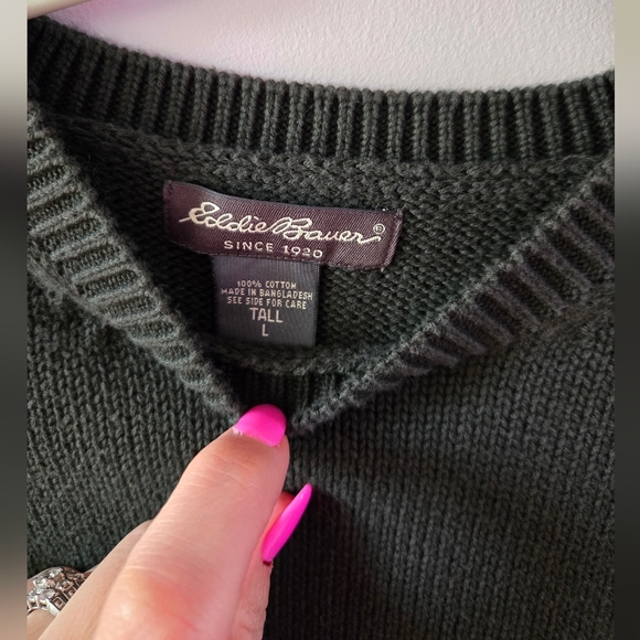 Vintage Eddie Bauer Sage Green Textured Knit Sweater sz LRG - Picture 4 of 8